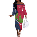 Liberia Lone Stars Rise Football Off The Shoulder Long Sleeve Dress Map Graphic and National Flag - African Pride