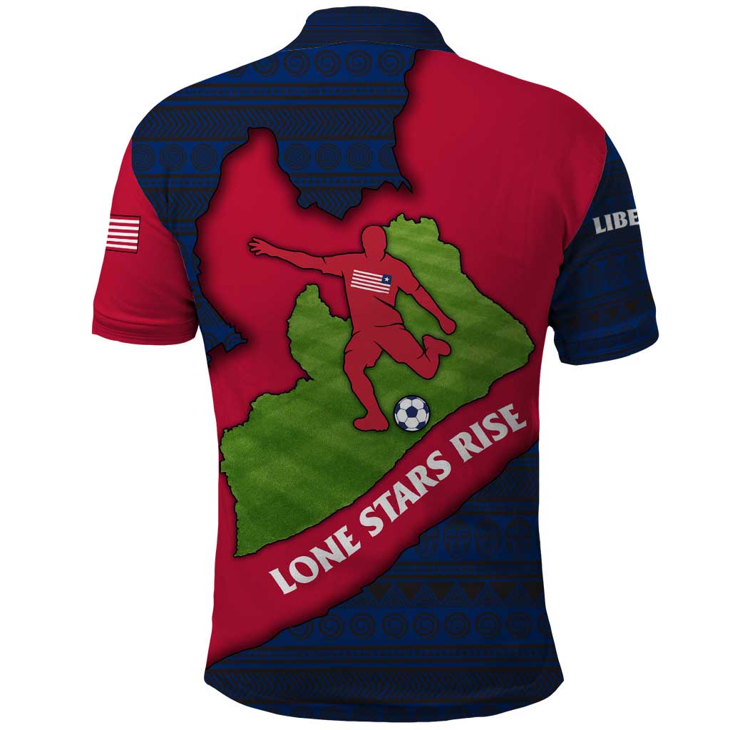 Liberia Lone Stars Rise Football Polo Shirt Map Graphic and National Flag - African Pride