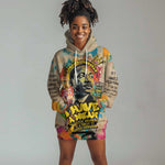 Martin Luther King Graffiti Afro Hoodie Dress Colorful Spray Paint Quotes and Crown - African Pride