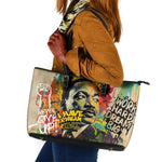 Martin Luther King Graffiti Afro Leather Tote Bag Colorful Spray Paint Quotes and Crown - African Pride
