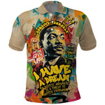 Martin Luther King Graffiti Afro Polo Shirt Colorful Spray Paint Quotes and Crown - African Pride
