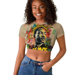 Martin Luther King Graffiti Afro Raglan Cropped T shirt Colorful Spray Paint Quotes and Crown - African Pride