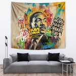Martin Luther King Graffiti Afro Tapestry Colorful Spray Paint Quotes and Crown - African Pride
