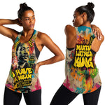 Martin Luther King Graffiti Afro Women Racerback Tank Colorful Spray Paint Quotes and Crown - African Pride