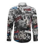 Martin Luther King Day Afro Long Sleeve Button Shirt Civil Rights Leader - Classic American Street Graffiti - African Pride