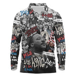 Martin Luther King Day Afro Long Sleeve Polo Shirt Civil Rights Leader - Classic American Street Graffiti - African Pride