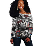 Martin Luther King Day Afro Off Shoulder Sweater Civil Rights Leader - Classic American Street Graffiti - African Pride