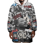 Martin Luther King Day Afro Wearable Blanket Hoodie Civil Rights Leader - Classic American Street Graffiti - African Pride