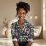 Martin Luther King Day Afro Women Casual Shirt Civil Rights Leader - Classic American Street Graffiti - African Pride