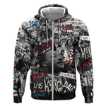 Martin Luther King Day Afro Zip Hoodie Civil Rights Leader - Classic American Street Graffiti - African Pride