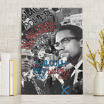 Afro Malcolm X Canvas Wall Art Quotes Dates and Black History Activist Theme - African Pride