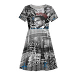 Afro Malcolm X Kid Short Sleeve Dress Quotes Dates and Black History Activist Theme - African Pride
