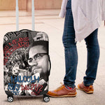 Afro Malcolm X Luggage Cover Quotes Dates and Black History Activist Theme - African Pride
