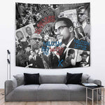 Afro Malcolm X Tapestry Quotes Dates and Black History Activist Theme - African Pride
