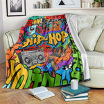 Hip Hop Graffiti African Blanket Black Melanin Text and Urban Street Art - African Pride