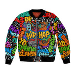 Hip Hop Graffiti African Bomber Jacket Black Melanin Text and Urban Street Art - African Pride