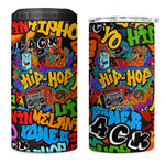 Hip Hop Graffiti African 4 in 1 Can Cooler Tumbler Black Melanin Text and Urban Street Art - African Pride