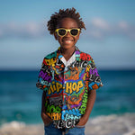 Hip Hop Graffiti African Kid Hawaiian Shirt Black Melanin Text and Urban Street Art - African Pride