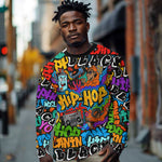 Hip Hop Graffiti African Long Sleeve Shirt Black Melanin Text and Urban Street Art - African Pride