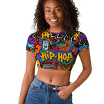 Hip Hop Graffiti African Raglan Cropped T shirt Black Melanin Text and Urban Street Art - African Pride