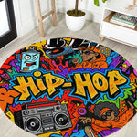 Hip Hop Graffiti African Round Carpet Black Melanin Text and Urban Street Art - African Pride