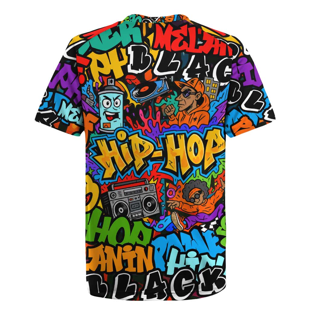 Hip Hop Graffiti African Rugby Jersey Black Melanin Text and Urban Street Art - African Pride