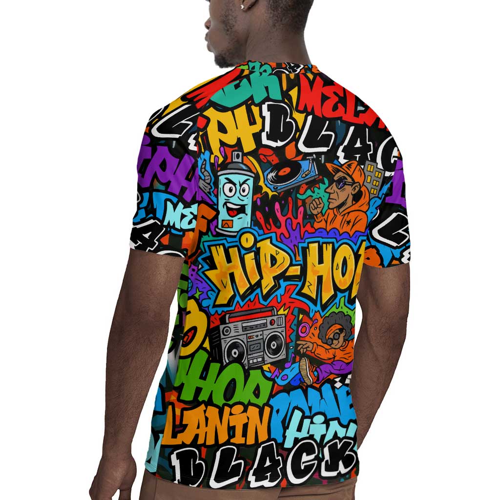Hip Hop Graffiti African Rugby Jersey Black Melanin Text and Urban Street Art - African Pride