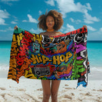Hip Hop Graffiti African Sarong Black Melanin Text and Urban Street Art - African Pride
