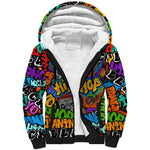 Hip Hop Graffiti African Sherpa Hoodie Black Melanin Text and Urban Street Art - African Pride