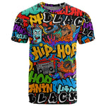 Hip Hop Graffiti African T shirt Black Melanin Text and Urban Street Art - African Pride