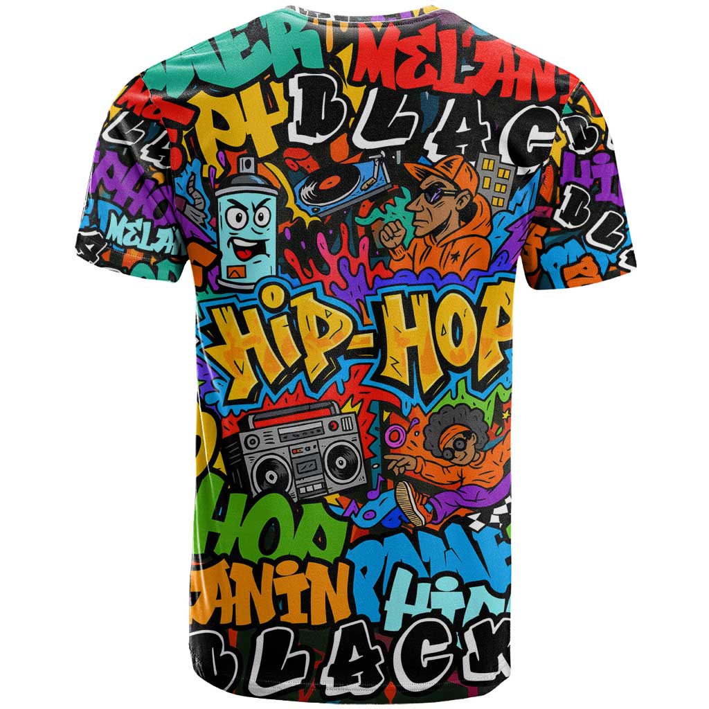 Hip Hop Graffiti African T shirt Black Melanin Text and Urban Street Art - African Pride