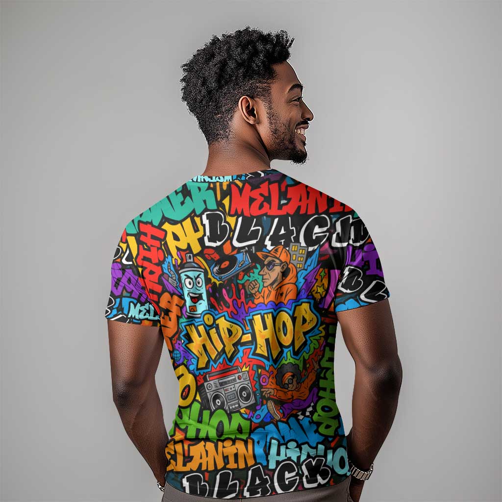 Hip Hop Graffiti African T shirt Black Melanin Text and Urban Street Art - African Pride