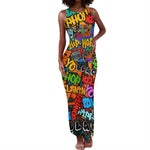 Hip Hop Graffiti African Tank Maxi Dress Black Melanin Text and Urban Street Art - African Pride