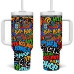 Hip Hop Graffiti African Tumbler With Handle Black Melanin Text and Urban Street Art - African Pride