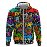 Hip Hop Graffiti African Zip Hoodie Black Melanin Text and Urban Street Art - African Pride