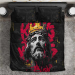 Jesus Graffiti Design Bedding Set Crowned Portrait and Urban Street Art Style - African Pride