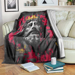 Jesus Graffiti Design Blanket Crowned Portrait and Urban Street Art Style - African Pride