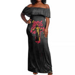 Jesus Graffiti Design Off Shoulder Maxi Dress Crowned Portrait and Urban Street Art Style - African Pride