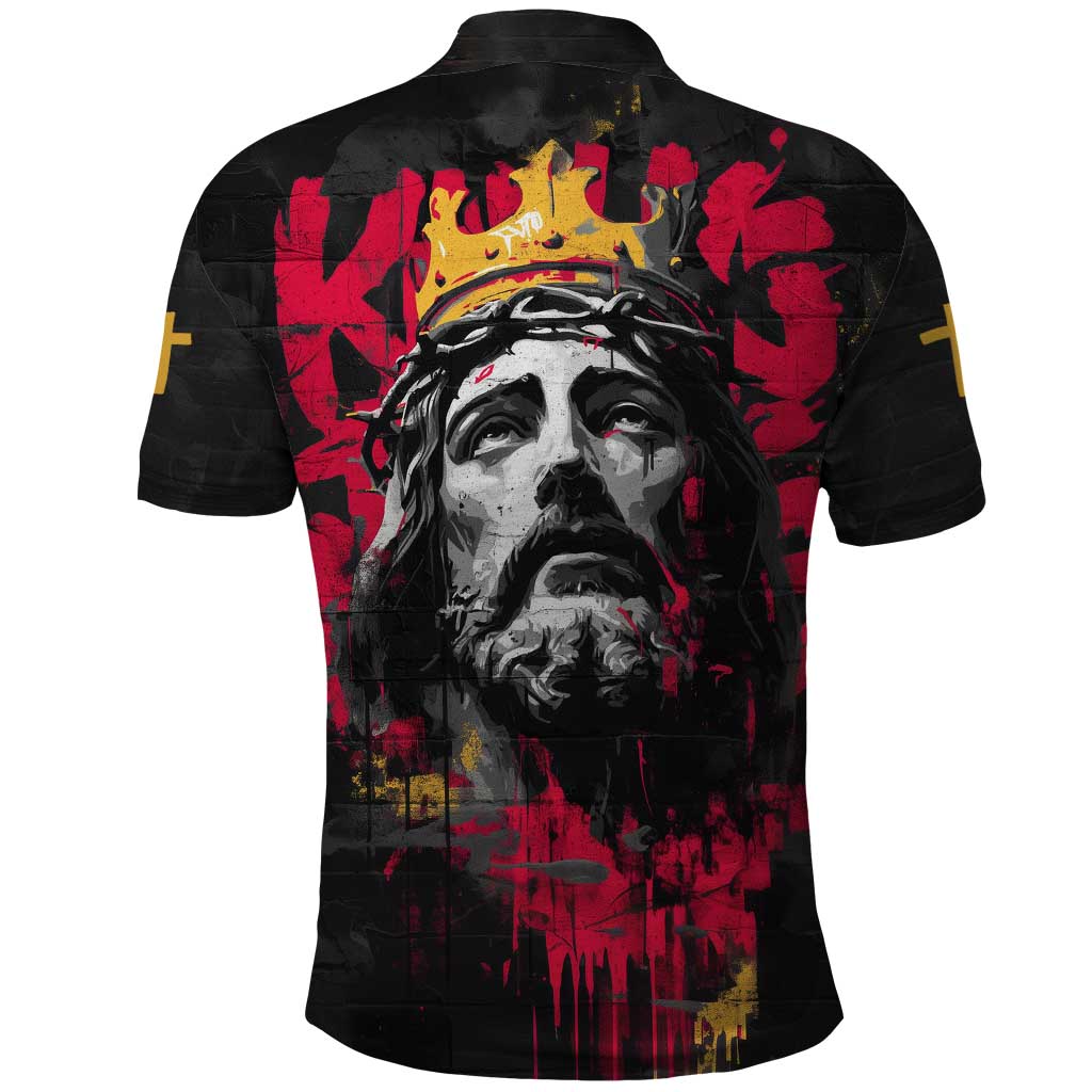 Jesus Graffiti Design Polo Shirt Crowned Portrait and Urban Street Art Style - African Pride