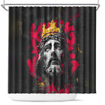 Jesus Graffiti Design Shower Curtain Crowned Portrait and Urban Street Art Style - African Pride