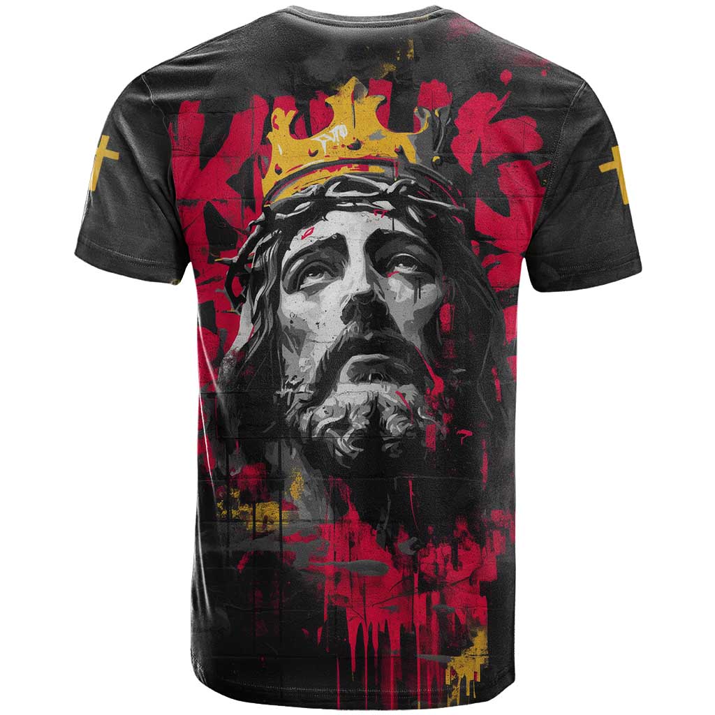 Jesus Graffiti Design T shirt Crowned Portrait and Urban Street Art Style - African Pride