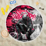Hip Hop Graffiti Design Beach Blanket Sitting Hooded Figure and Red Black Street - African Pride