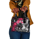 Hip Hop Graffiti Design Shoulder Handbag Sitting Hooded Figure and Red Black Street - African Pride