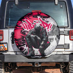 Hip Hop Graffiti Design Spare Tire Cover Sitting Hooded Figure and Red Black Street - African Pride