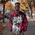 Hip Hop Graffiti Design Sweatshirt Sitting Hooded Figure and Red Black Street - African Pride