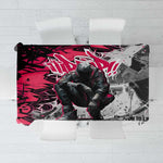 Hip Hop Graffiti Design Tablecloth Sitting Hooded Figure and Red Black Street - African Pride