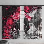 Hip Hop Graffiti Design Window Curtain Sitting Hooded Figure and Red Black Street - African Pride