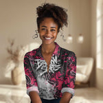 Hip Hop Graffiti Design Women Casual Shirt Sitting Hooded Figure and Red Black Street - African Pride