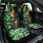 Graffiti Street Art Car Seat Cover Smoking Ape Character and Neon Crown Symbols - African Pride