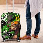 Graffiti Street Art Luggage Cover Smoking Ape Character and Neon Crown Symbols - African Pride